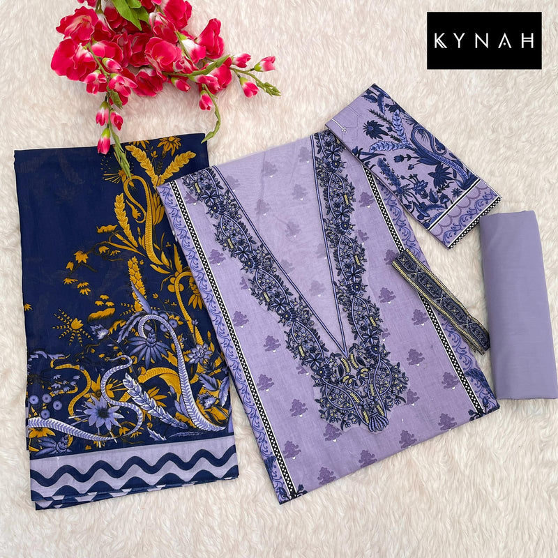 Kynah 2166 Pure Lawn Print With Exclusive Heavy Patch Embrodery Worked Pakistani Suits