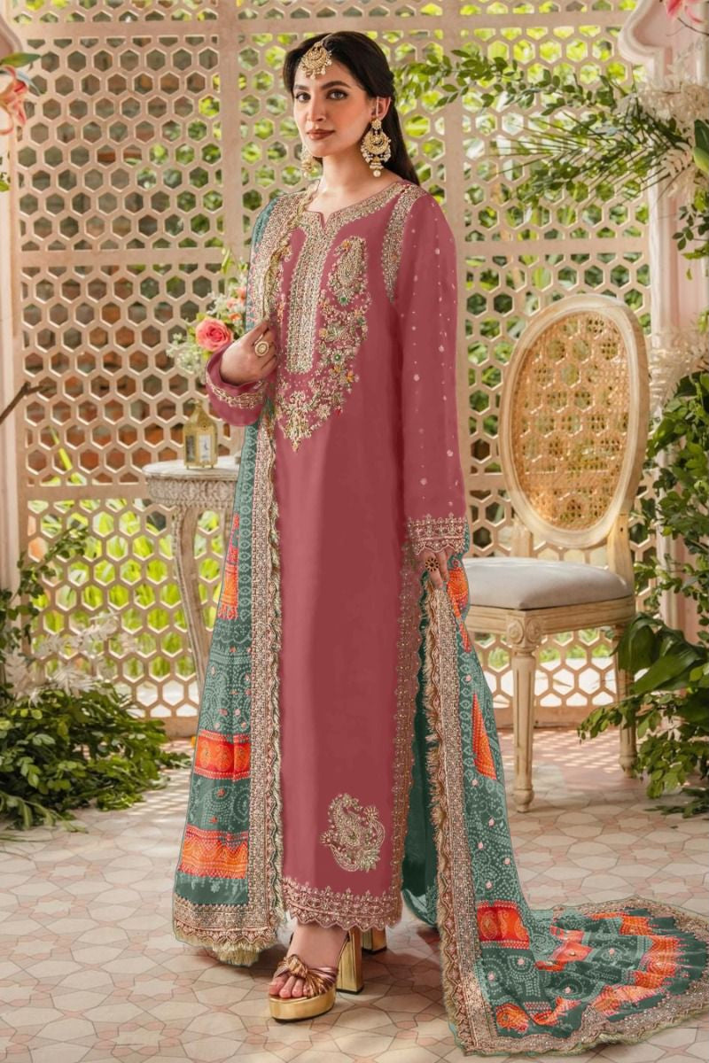 Afrozeh 218 Pure Fox Georgette Embroidered And Sequence Work Heavy Material Pakistani Suits