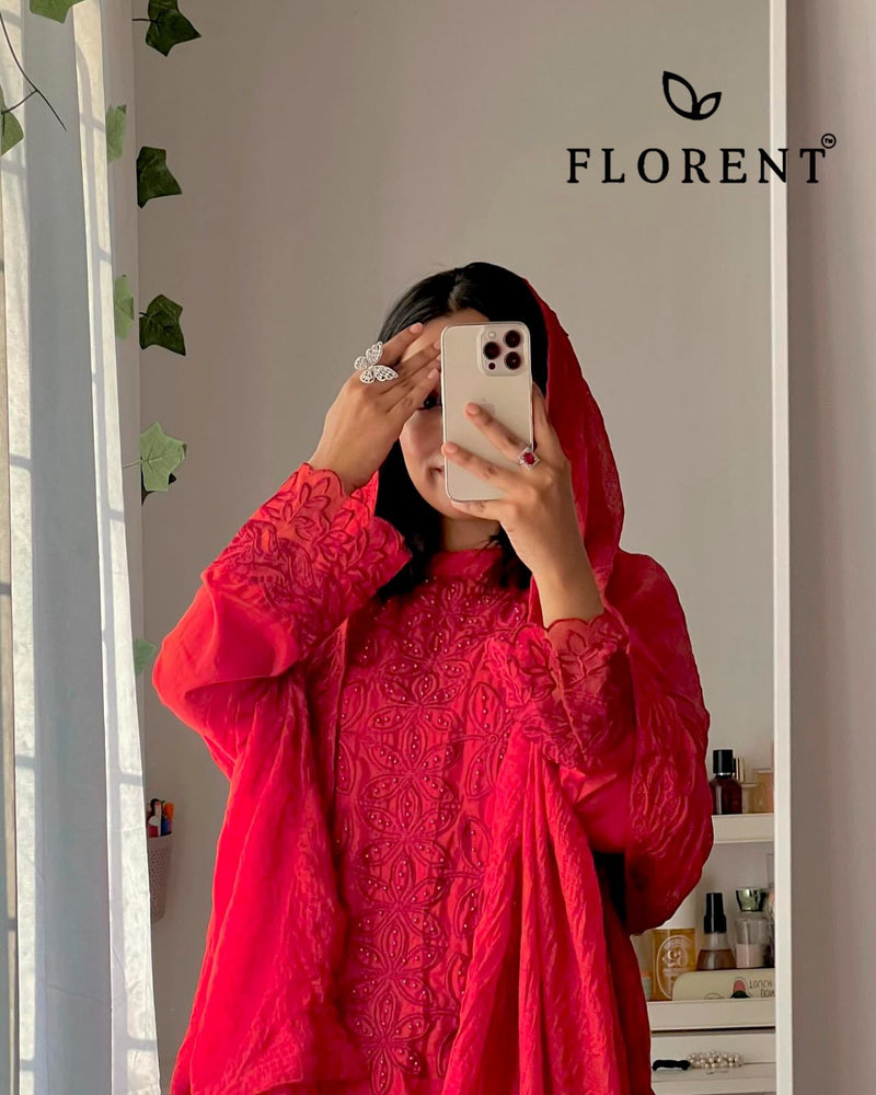 Florent 1029 Cambric Cotton With Heavy Embroidery Work Pakistani Suits