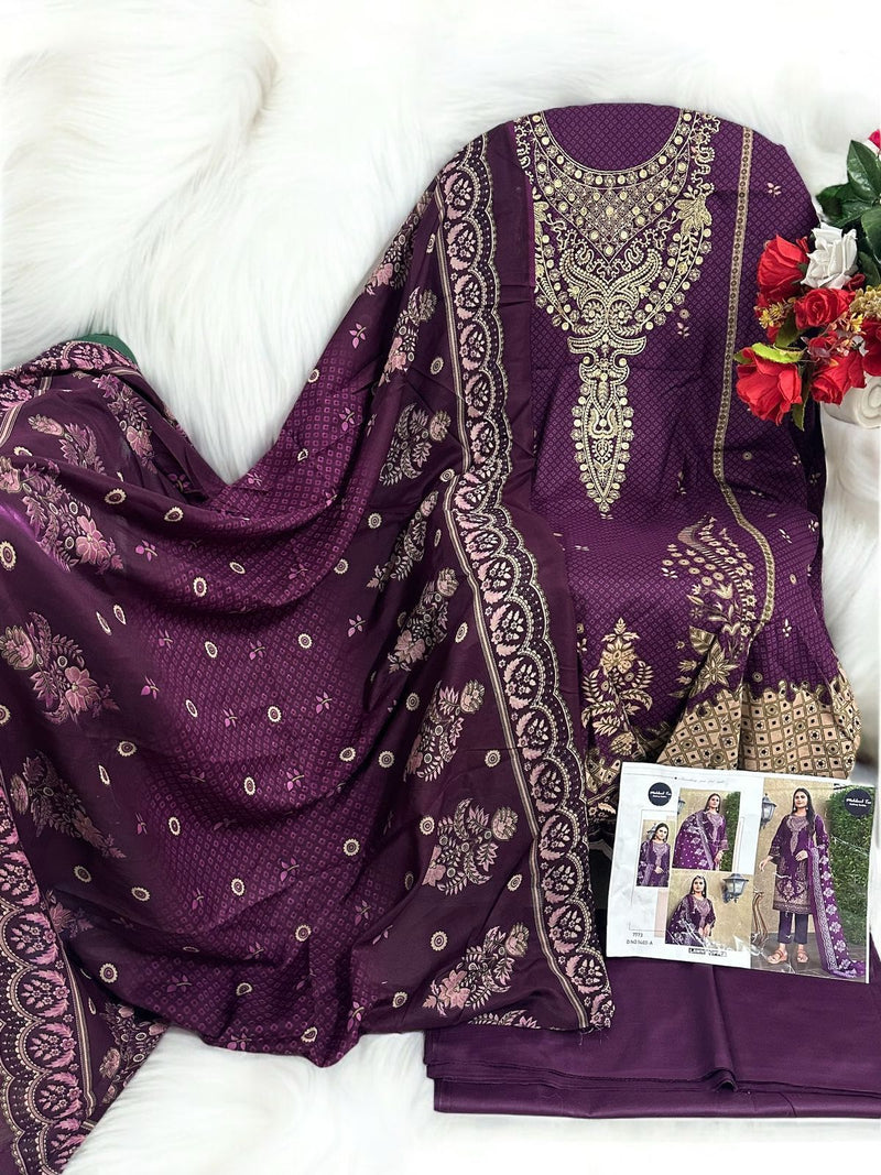 Mehboob Tex 1403 Pure Cotton Print With Exclusive Self Patch Embroidery Worked Pakistani Suits