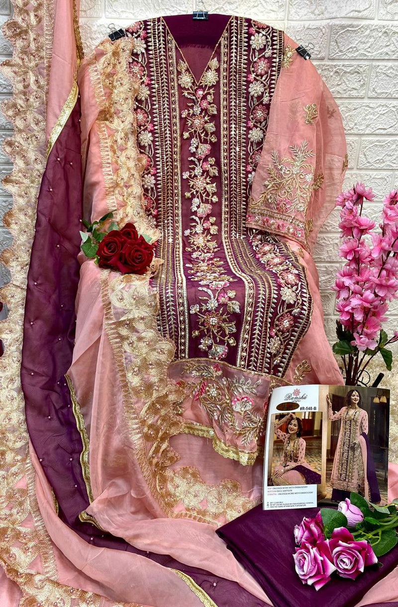 Ramsha R 548 Georgette Heavy Embroidery Worked Pakistani Suits