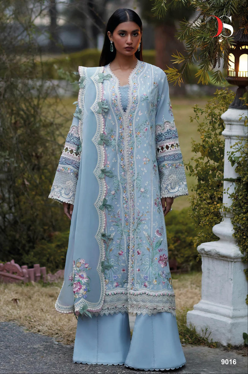 Deepsy Suits Elan Lawn 25 Pure Cotton With Heavy Self Embroidery Attached Patches Pakistani Suits