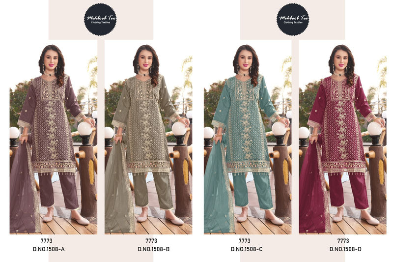 Mehboob Tex 1508 Organza With Embroidery Work With Hand Work Pakistani Suits