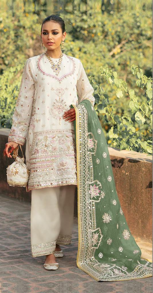 Mushq M 197 Pure Organza Embroidered With Mirror Daimond Moti Worked Pakistani Suits