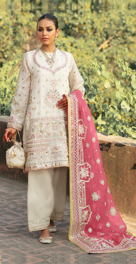 Mushq M 197 Pure Organza Embroidered With Mirror Daimond Moti Worked Pakistani Suits