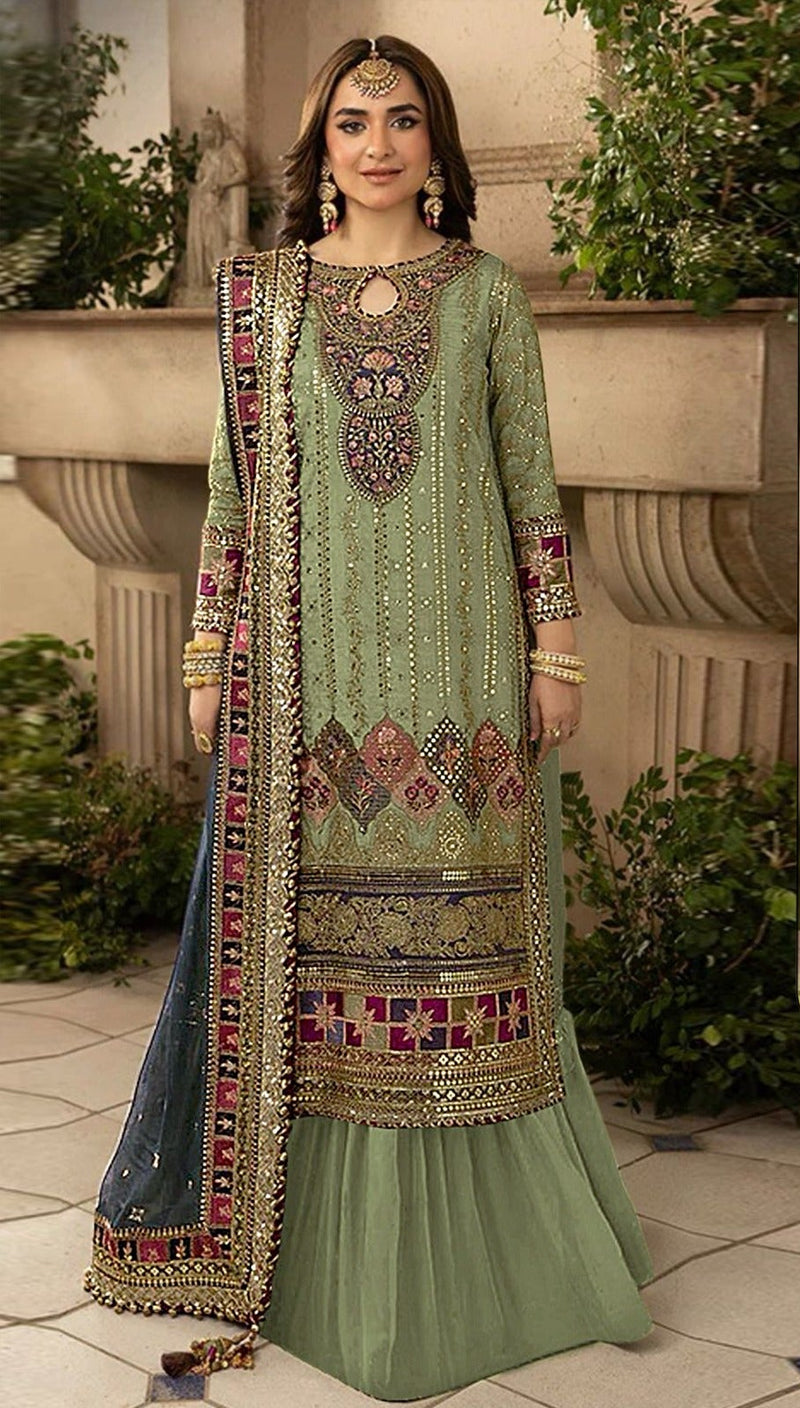 Rungrez 5020 Organza With Heavy Embroidery With Heavy Hand Worked Pakistani Suits