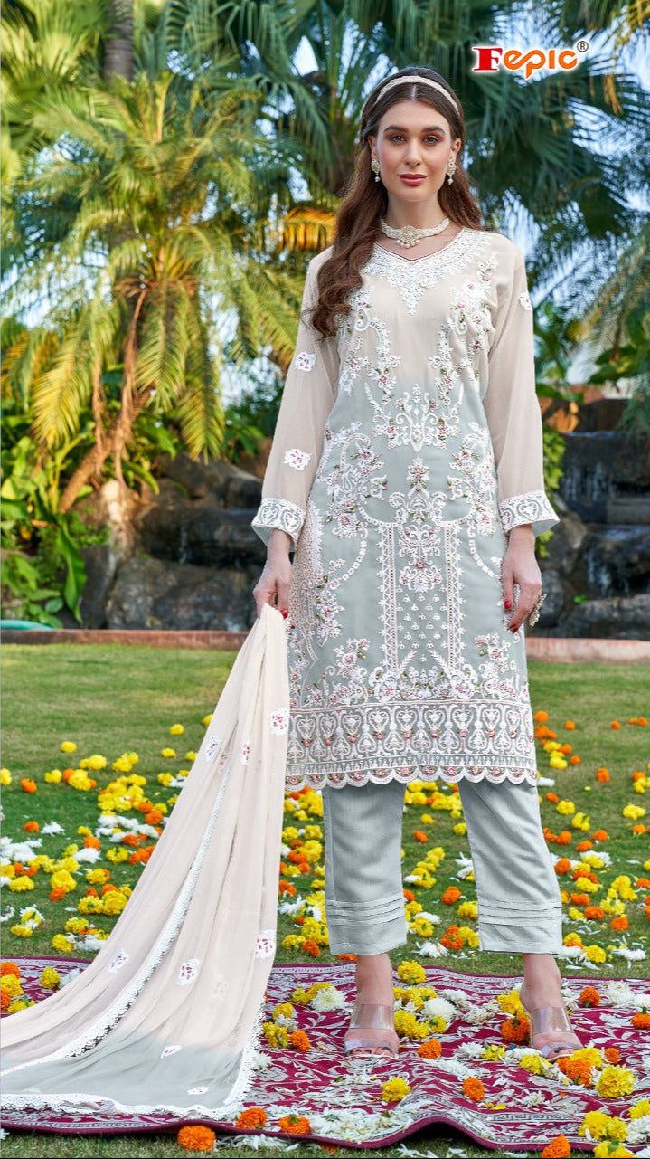 Fepic Rosemeen C 5434 B Organza Embroidered Worked Pakistani Suits