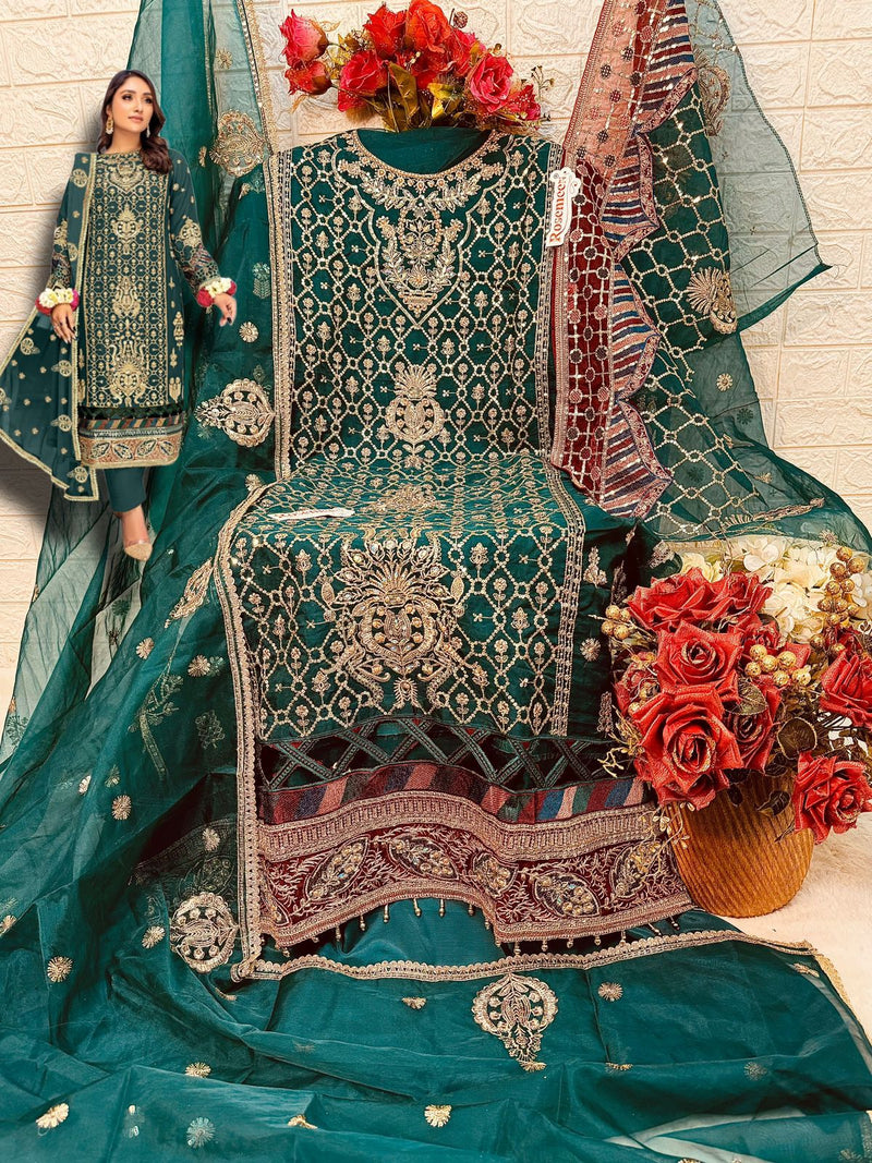 Fepic Rosemeen C 1735 Organza Embroidered With Heavy Handwork Pakistani Suits