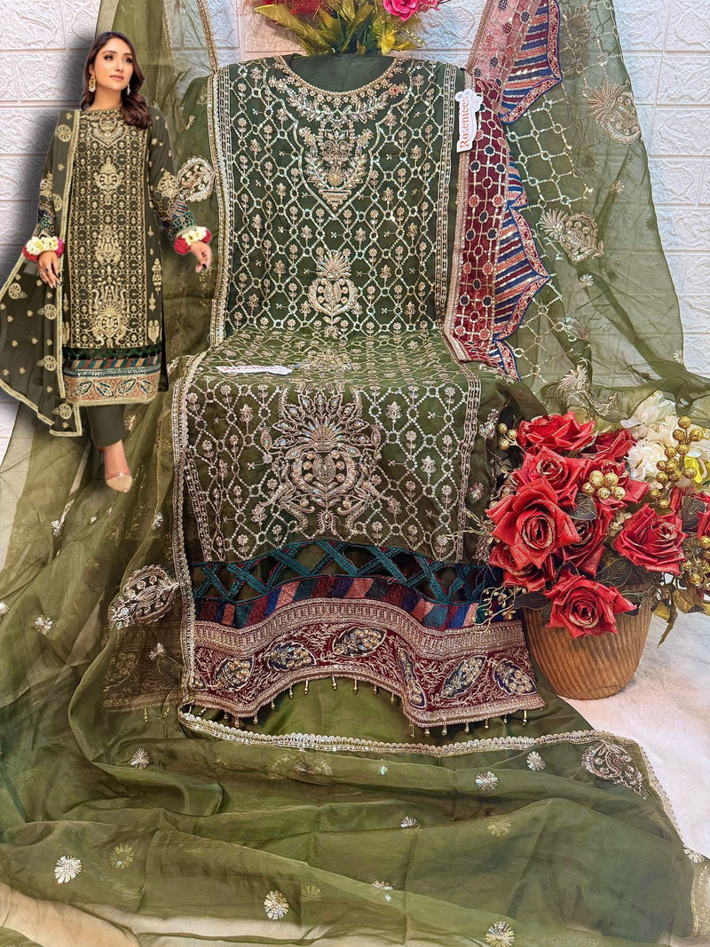 Fepic Rosemeen C 1735 Organza Embroidered With Heavy Handwork Pakistani Suits