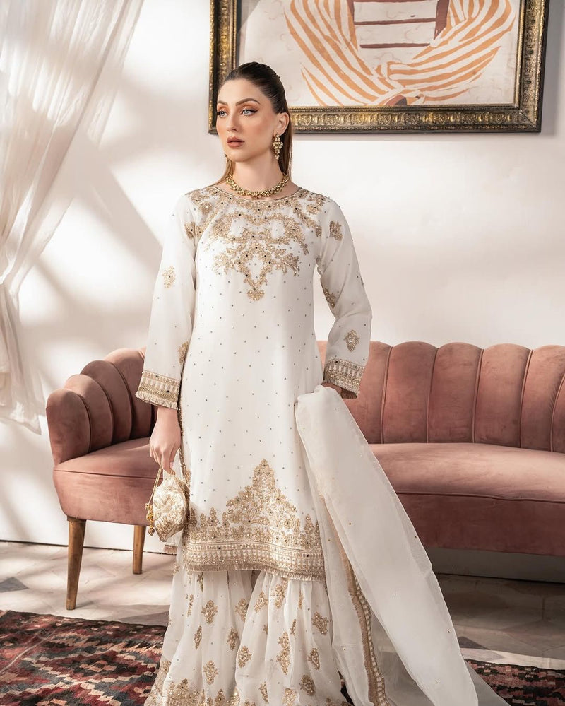 SR 1663 Georgette With Heavy Embroidery Sequence And Full Sleeve Revet Moti Work Pakistani Suits