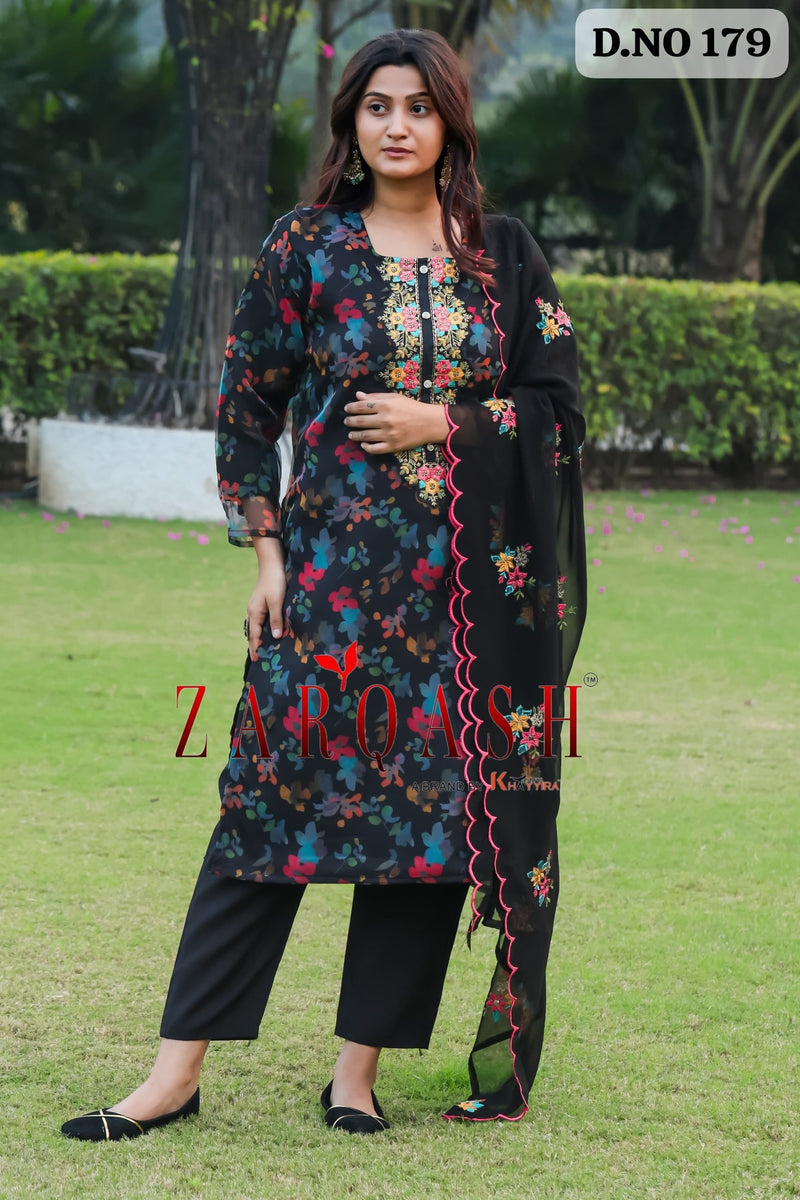 Zarqash 179 Organza Digital Print With Embroidry Worked Pakistani Suits