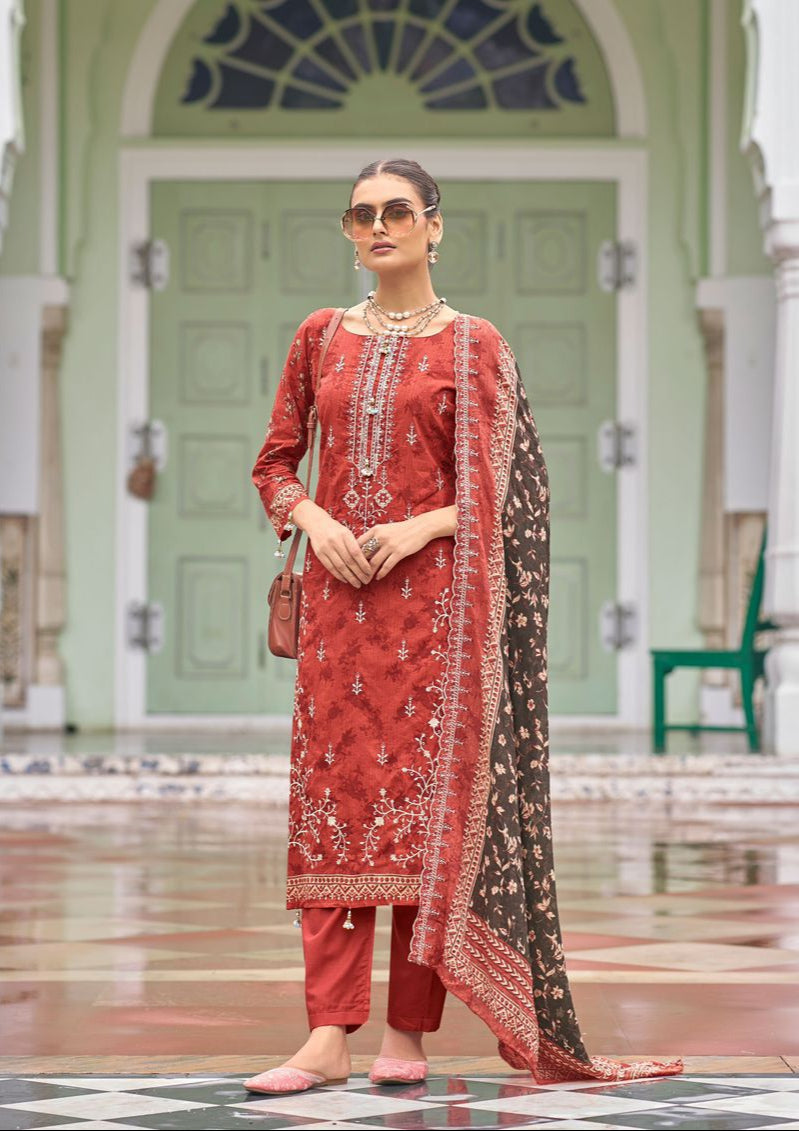 Jihan Bin Saeed 3528 Pure Lawn Print With Exclusive Heavy Self Embrodery Pakistani Suits