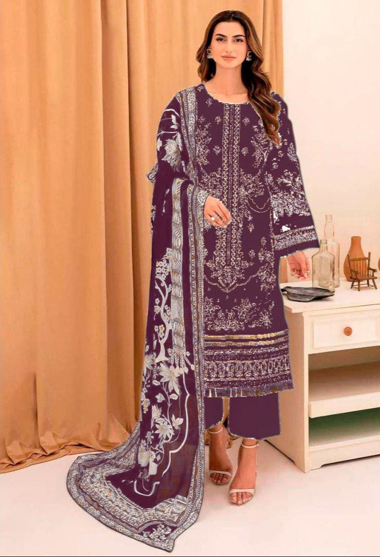 Taj 587 Pure Cotton Print With Heavy Self Embroidery Worked Pakistani Suits