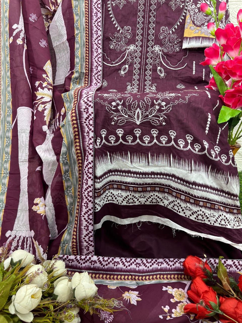 Taj 587 Pure Cotton Print With Heavy Self Embroidery Worked Pakistani Suits