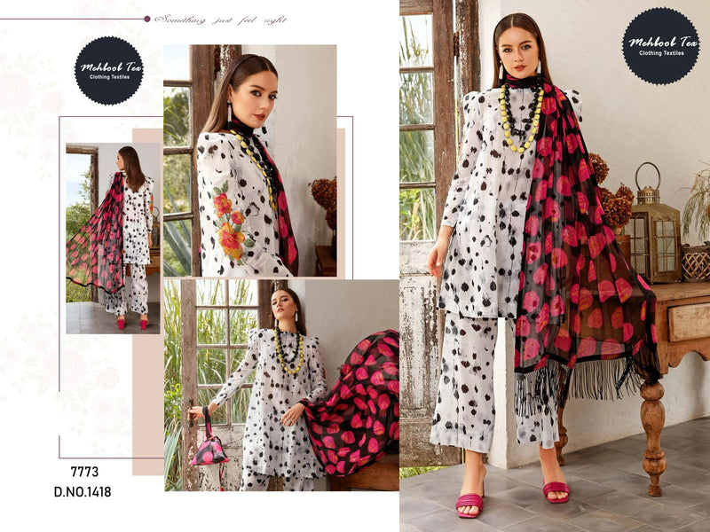 Mehboob Tex 1418 Pure Cotton Print With Heavy Embroidery Exclusive Work Pakistani Suits