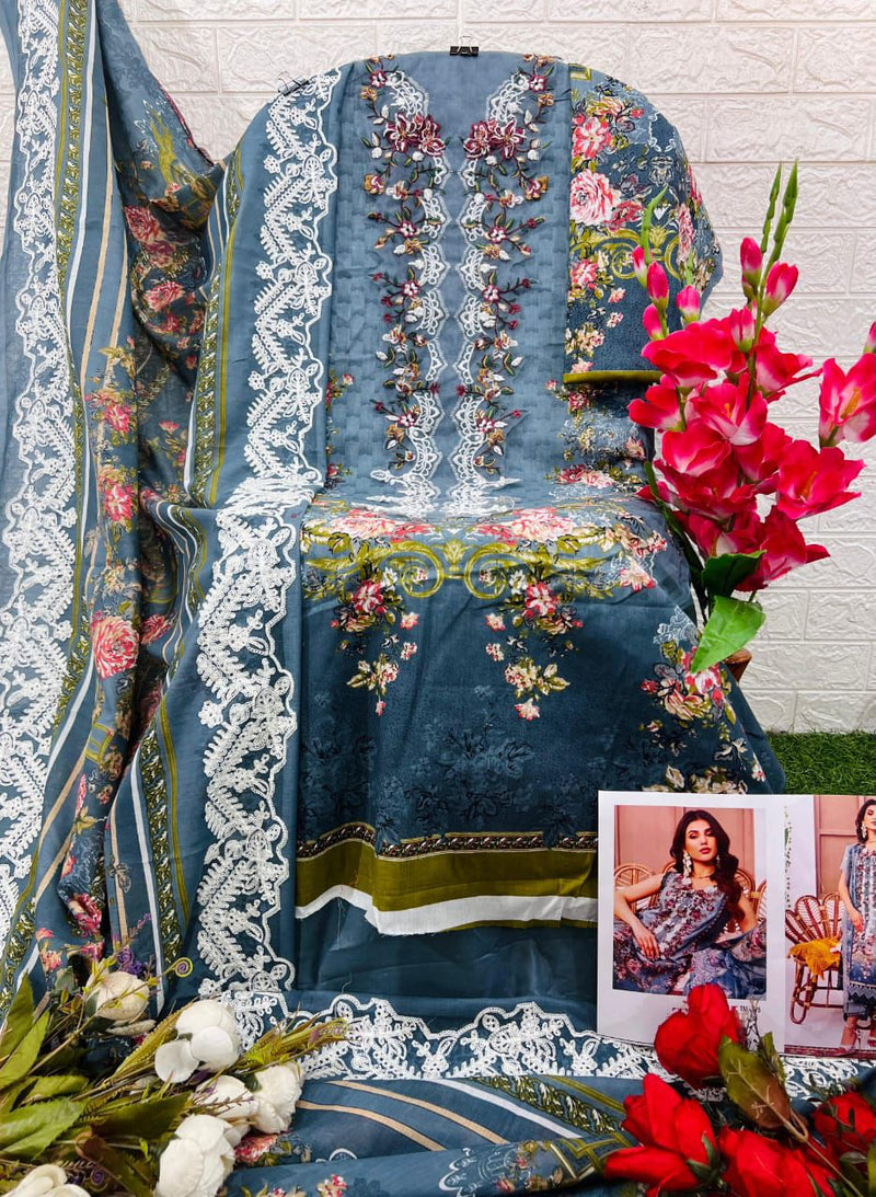 Taj 575 Pure Cotton Print With Heavy Embroidery Worked Pakistani Suits