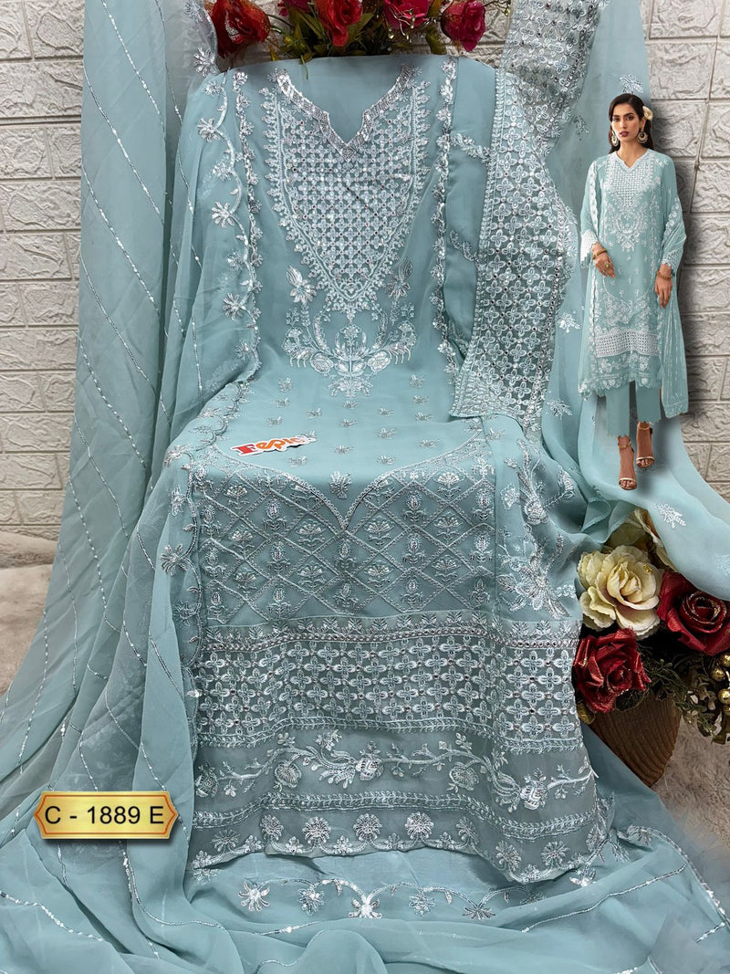 Fepic Rosemeen 1889 E Georgette Embroidered Worked Pakistani Suits