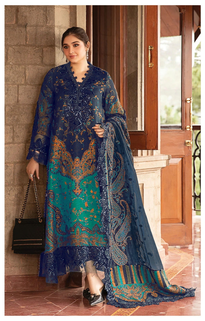 Alzohaib Az 1144 B Pure Cotton Print  With Heavy Embrodairy Patches Worked Pakistani Suits