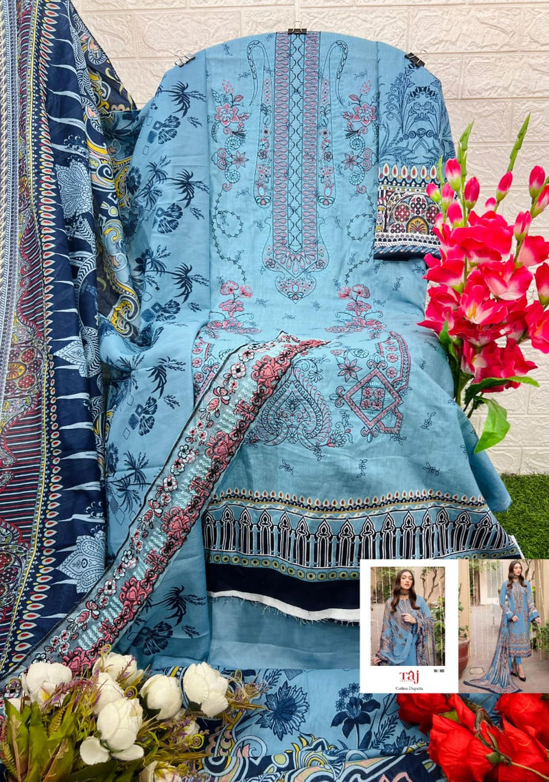 Taj 583 Pure Cotton Print With Heavy Self Embroidery Pakistani Suits