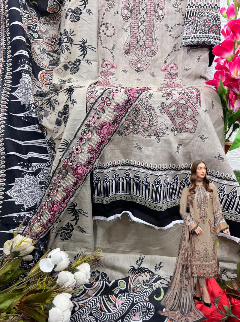 Taj 582 Pure Cotton Print With Heavy Self Embroidery Pakistani Suits