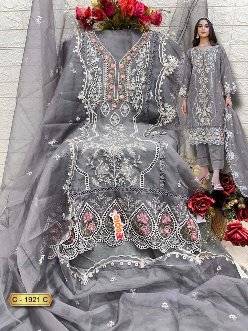 Fepic Rosemeen C 1921 C Organza Embroidered With Heavy Khatli Works Pakistani Suits