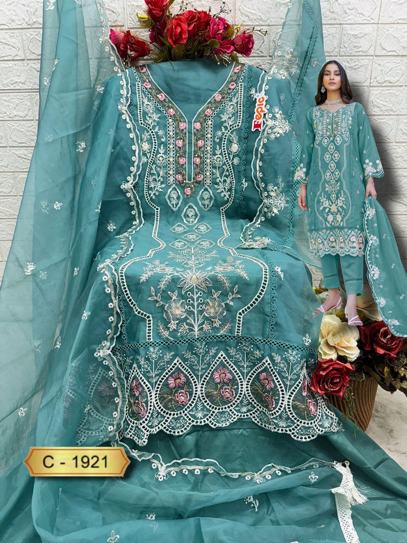 Fepic Rosemeen C 1921 Organza Embroidered With Heavy Khatli Works Pakistani Suits