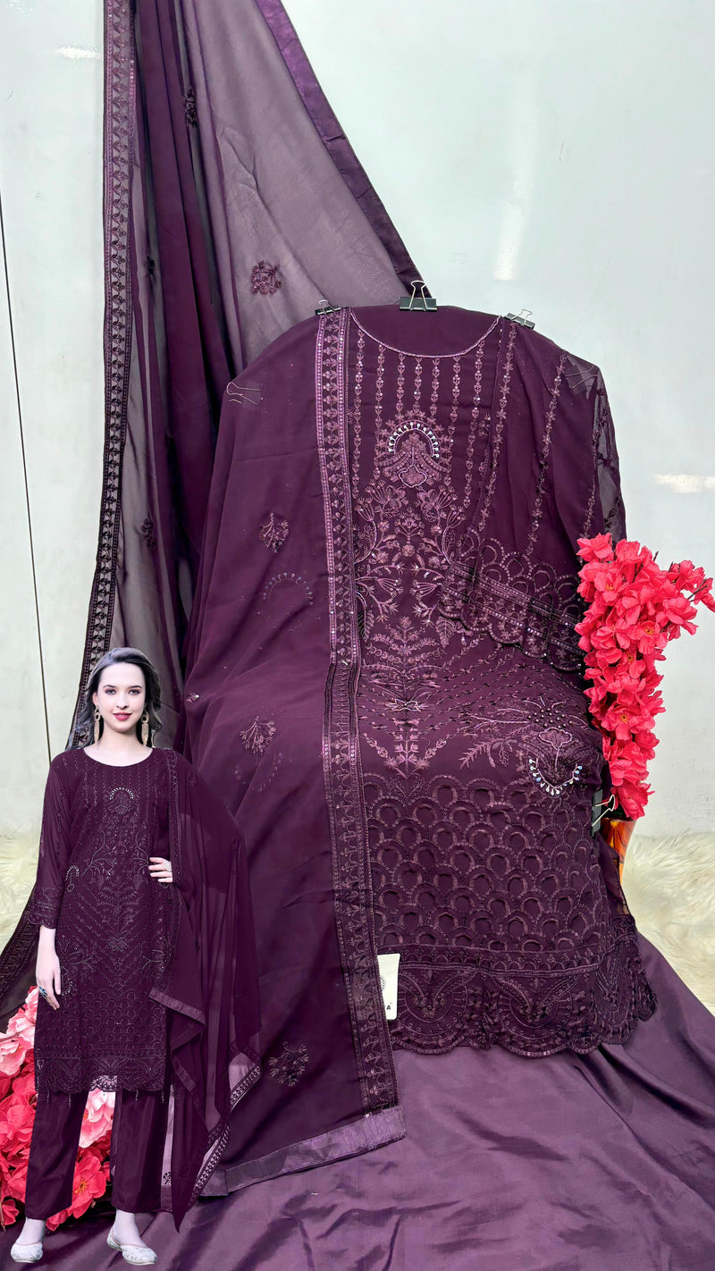 Shanaya S 202 A Fox Georgette Embroidery Sequence Work Additional Hand Khatali Handwork Pakistani Suits