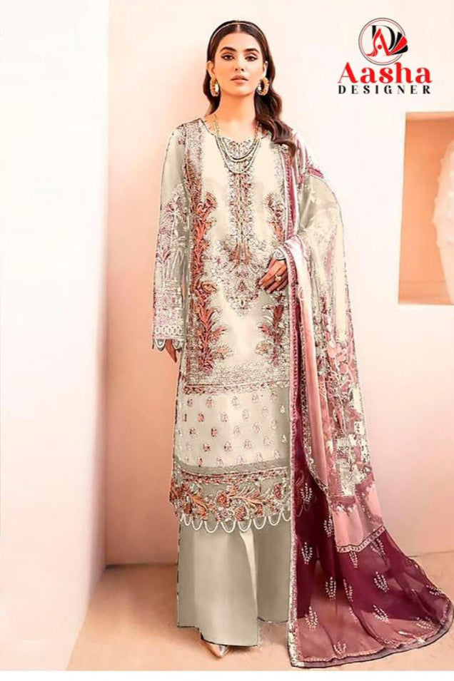 Aasha 1065 D Pure Cotton Print With Heavy Self Embroidery Worked Pakistani Suits