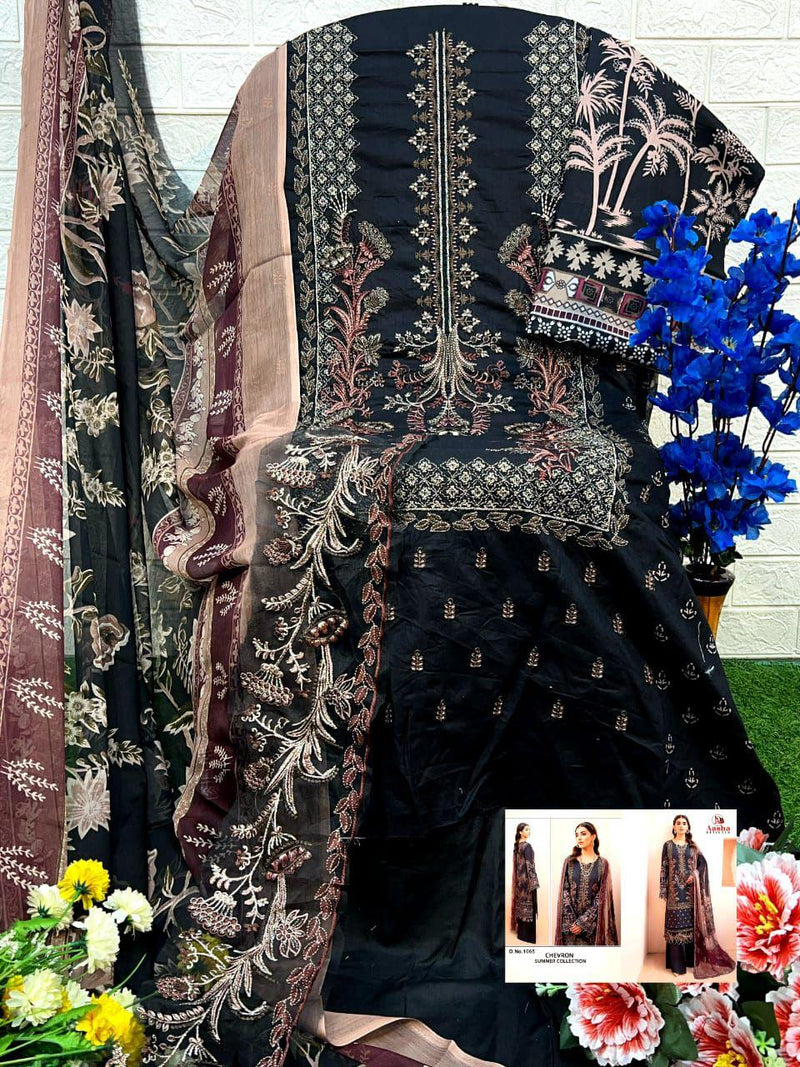 Aasha 1065 A Pure Cotton Print With Heavy Self Embroidery Worked Pakistani Suits