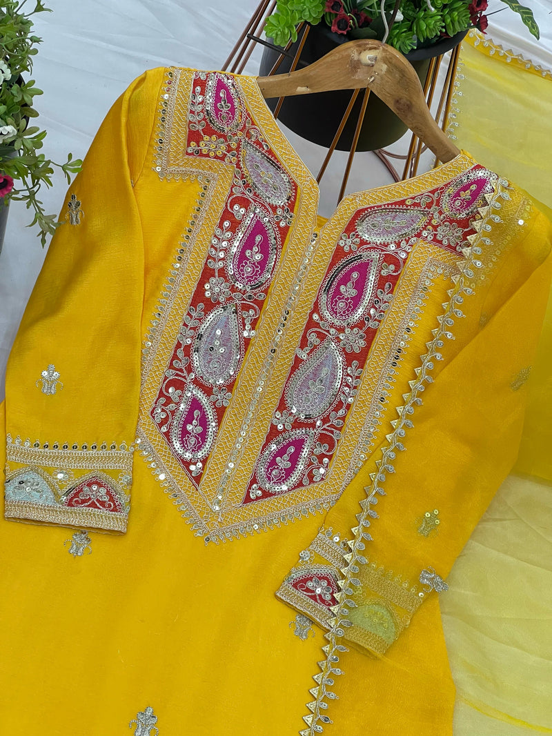 Ssr 505 Heavy Chinon Silk With Heavy Coding Embroidery Sequence Work With Sleeves Pakistani Suits