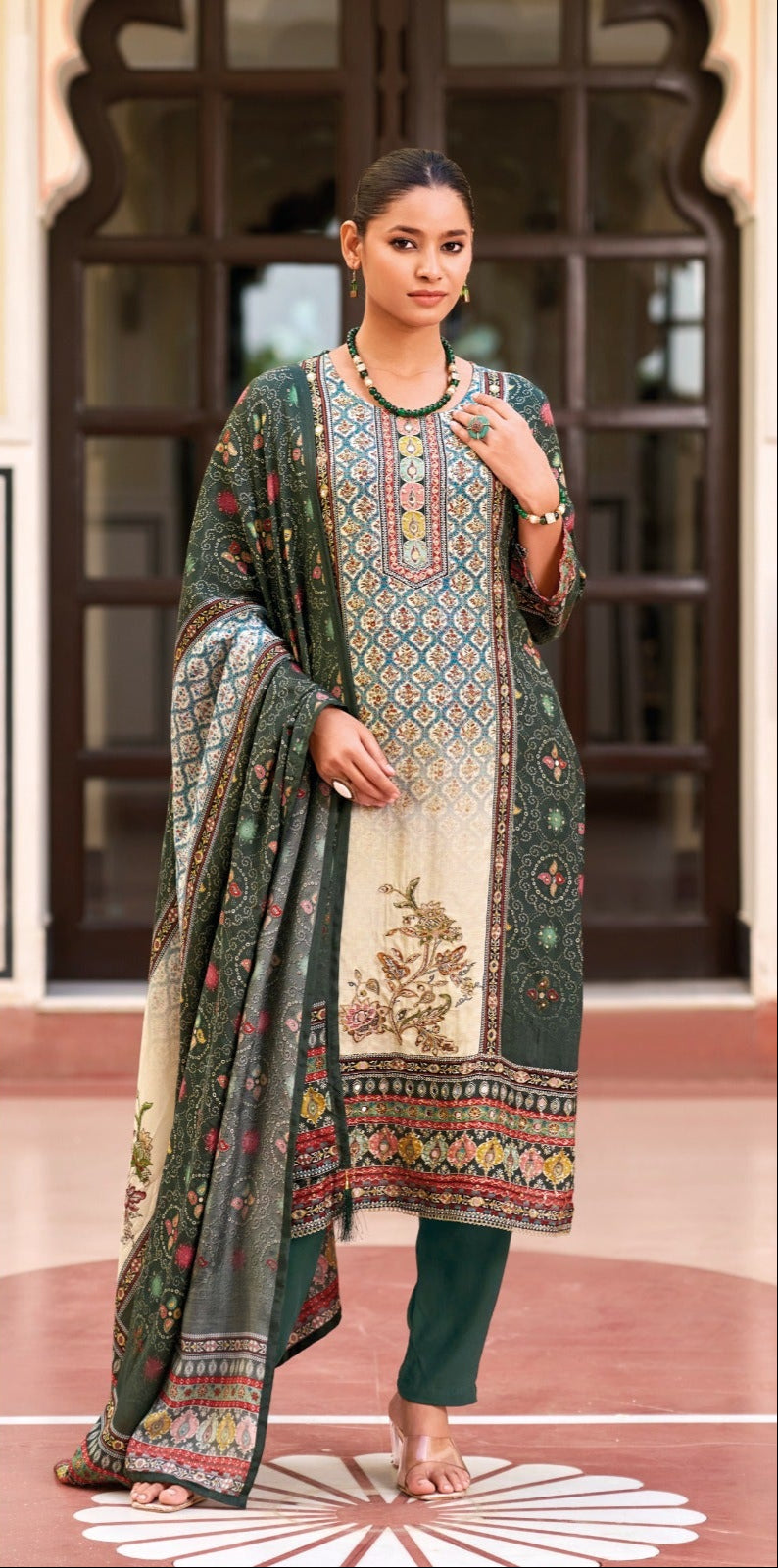 Shree Fab Kt 101 Pure Viscous Maslin Digital Print With Aari And Hand Work Pakistani Suits