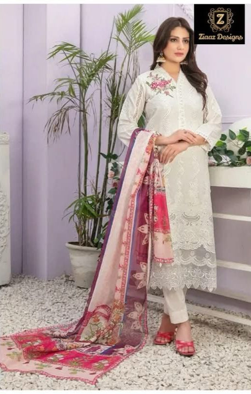 Ziaaz Designs Code 579 Rayon Very Heavy Embroidered All Over Semi Stitched Pakistani Outfit