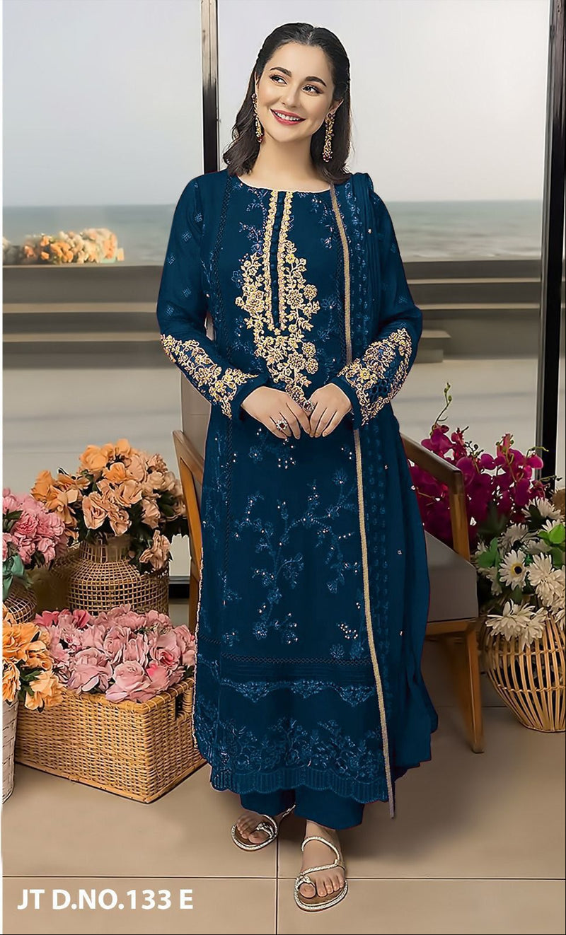 Johra Tex 133 E Fox Georgette Embroidered Worked Pakistani Suits