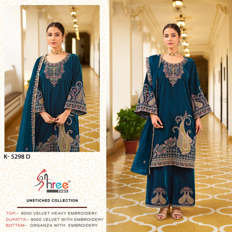 Shree Fabs K 5298 D 9000 Velvet Heavy Embroidery Worked Pakistani Suits