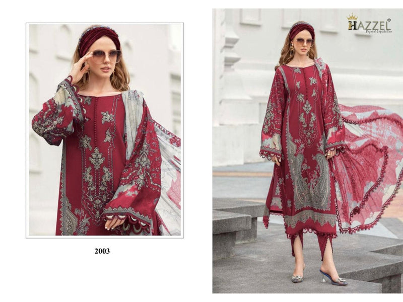 Hazzel 2003 Pure Cotton Printed And Embroidery Patches Worked Pakistani Suits