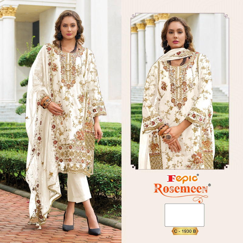 Fepic Rosemeen C 1930 B Organza Embroidered Worked Pakistani Suits