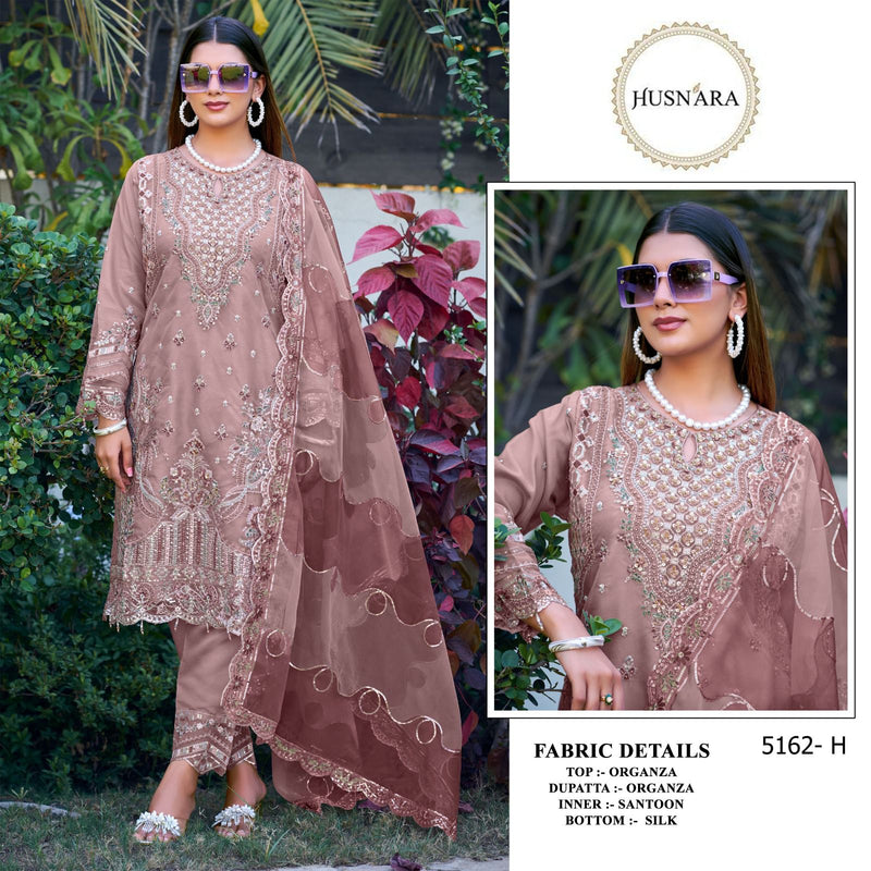 Husnara 5162 H Organza With Heavy Embroidery Worked Pakistani Suits