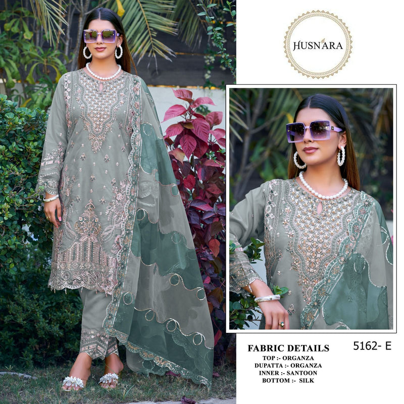 Husnara 5162 E Organza With Heavy Embroidery Worked Pakistani Suits