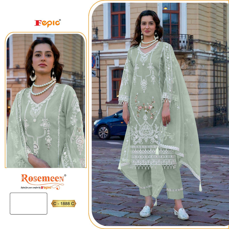 Fepic Rosemeen C 1888 C Organza Embroidered Hand Work Pakistani Suits