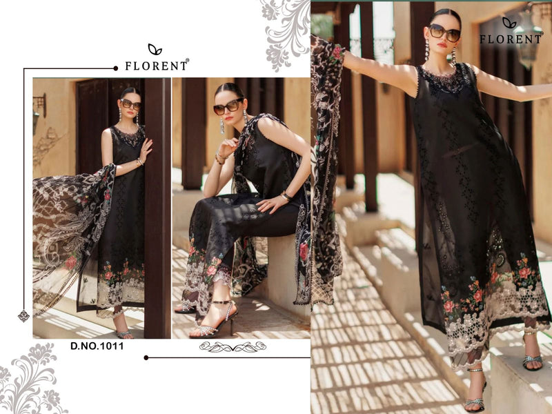 Florent 1011 Noor By Saadiaa Pure Cotton With Chikankari Embroidery Worked Pakistani Suits