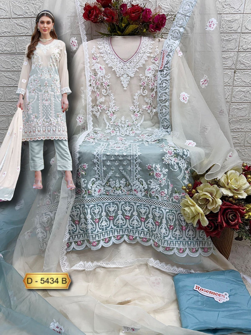 Fepic Rosemeen C 5434 B Organza Embroidered Worked Pakistani Suits